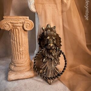 Antique Heavy Bronze Lion Head Door Knocker 9"  Victorian